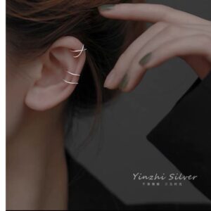 1pç Clipe De Orelha De aço Cruzado Feminino Simples Prata